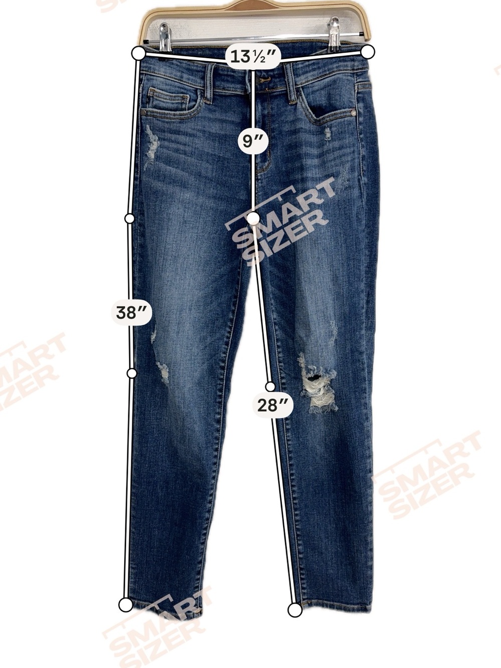 Judy Blue Distressed Slim Straight Jeans Women’s Size 5/ 27 Mid Rise Denim - Picture 7 of 10